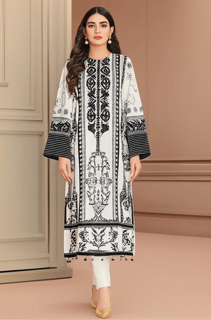 BRAND : AZMIN Premium Lawn 2 Piece Unstiched For Women Black