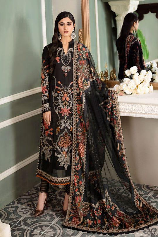 Maria B  Chickenkari Cotton 3 Piece Full Heavy Embroidery With Net Duppata