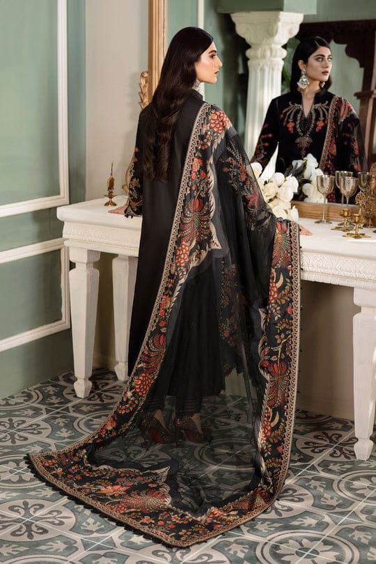 Maria B  Chickenkari Cotton 3 Piece Full Heavy Embroidery With Net Duppata