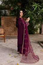 Lawn 3 Piece Full Embroiderd Suit With Organza Duppata for women summer
