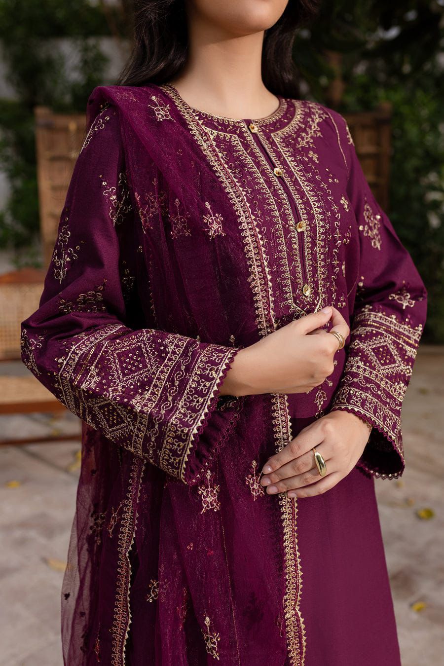 Lawn 3 Piece Full Embroiderd Suit With Organza Duppata for women summer