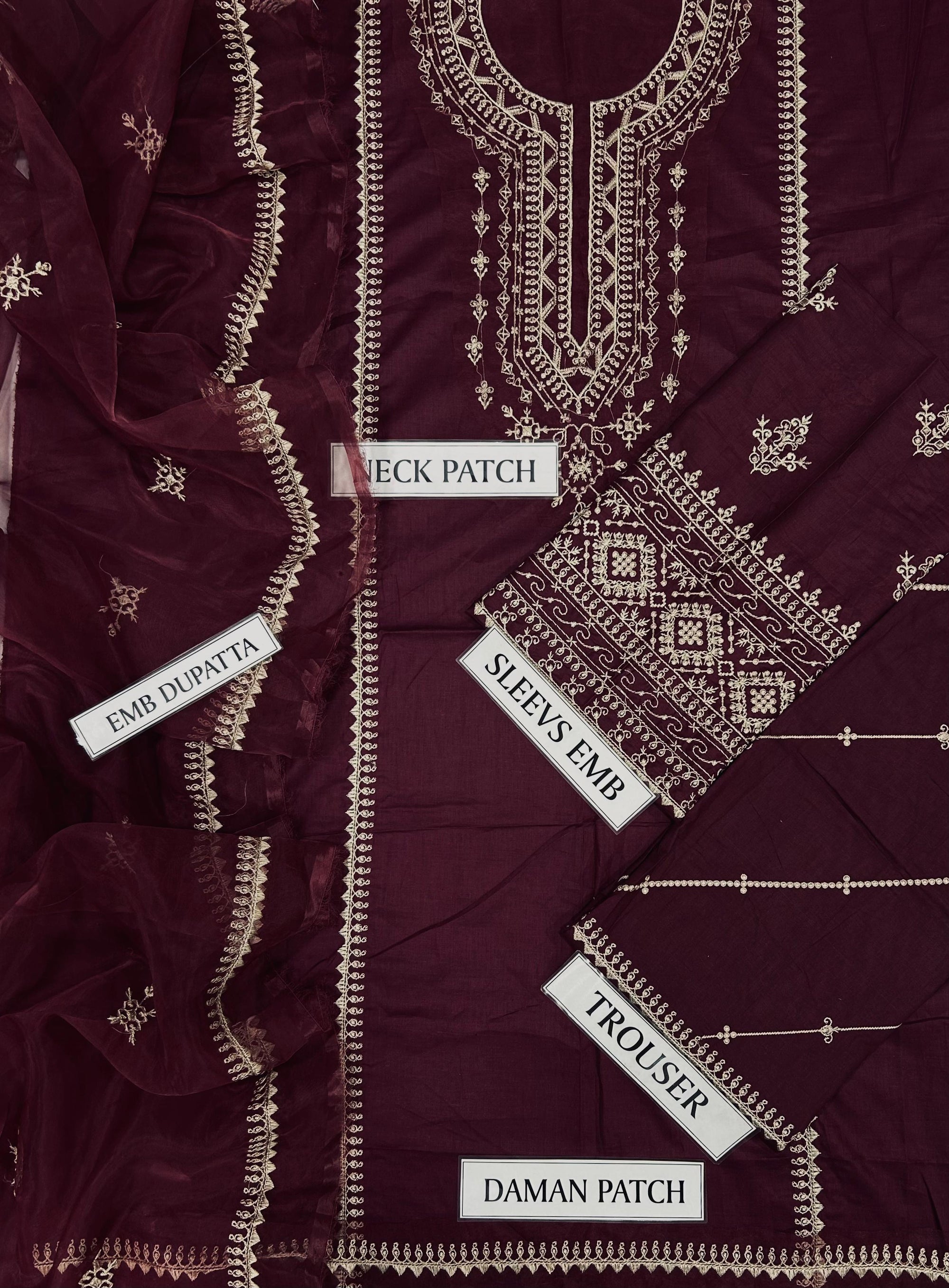 Lawn 3 Piece Full Embroiderd Suit With Organza Duppata for women summer