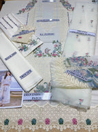 QALAMKAR BRAND Lawn 3 Piece Unstiched With Organza Emb Duppatta With Patch For Women