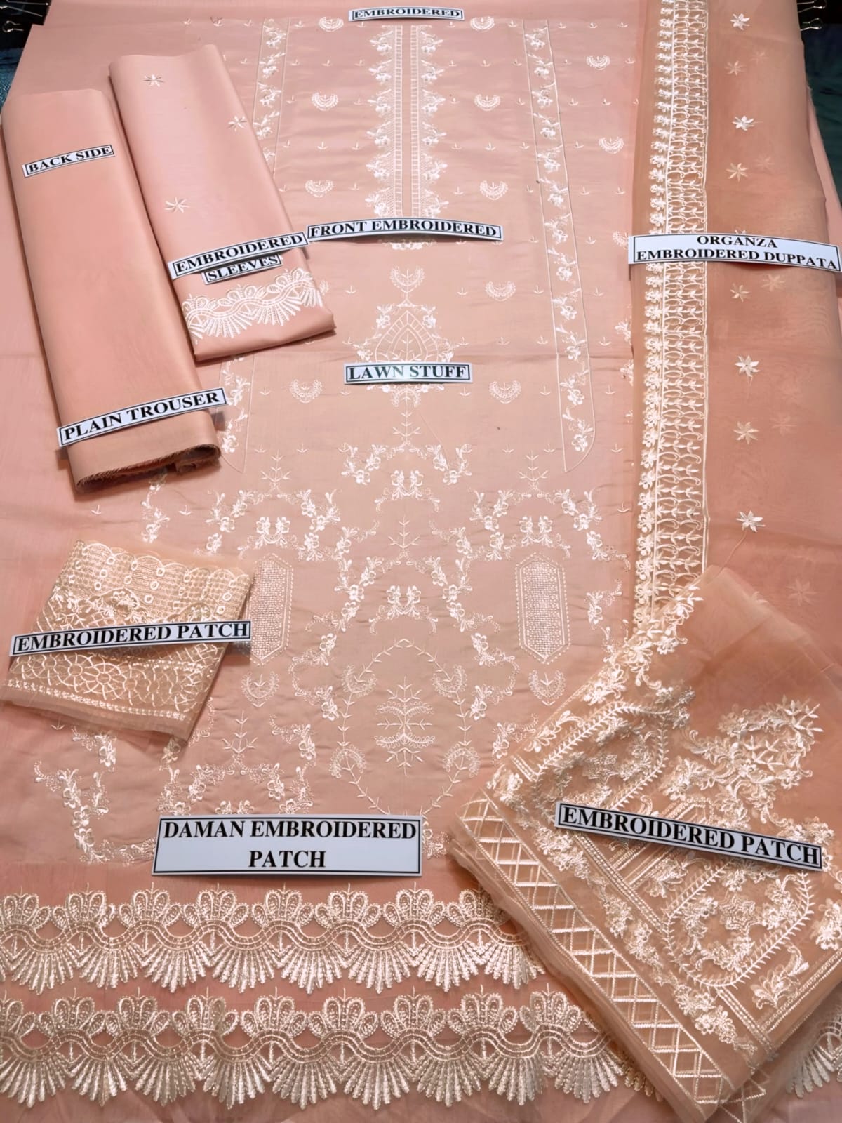 Zara Shahjahan , BRAND Full Heavy Embroiderd 3 Piece With Patches & Organza Dupatta For Women