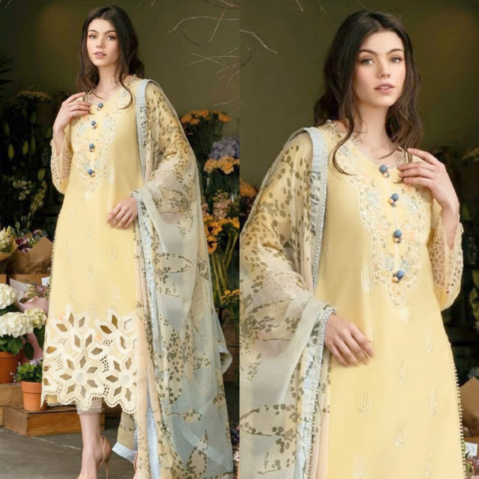 MUSHQ Brand 3 Piece Full  Heavy Embroiderd With Chicken Kari For Women