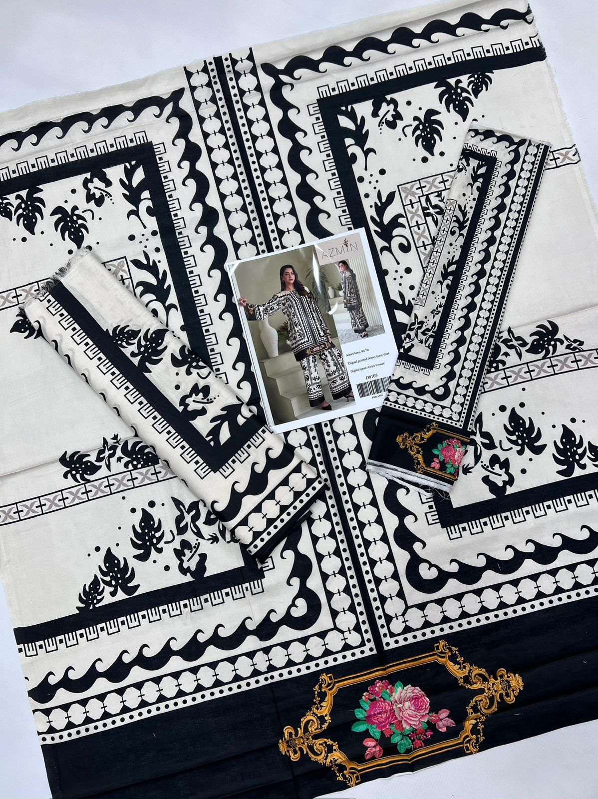 BRAND : AZMIN Premium Lawn 2 Piece Unstiched For Women Black