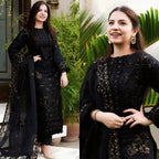 NISA BRAND 3 Piece Unstiched  Full Heavy Embroiderd With Organza Duppata For Women