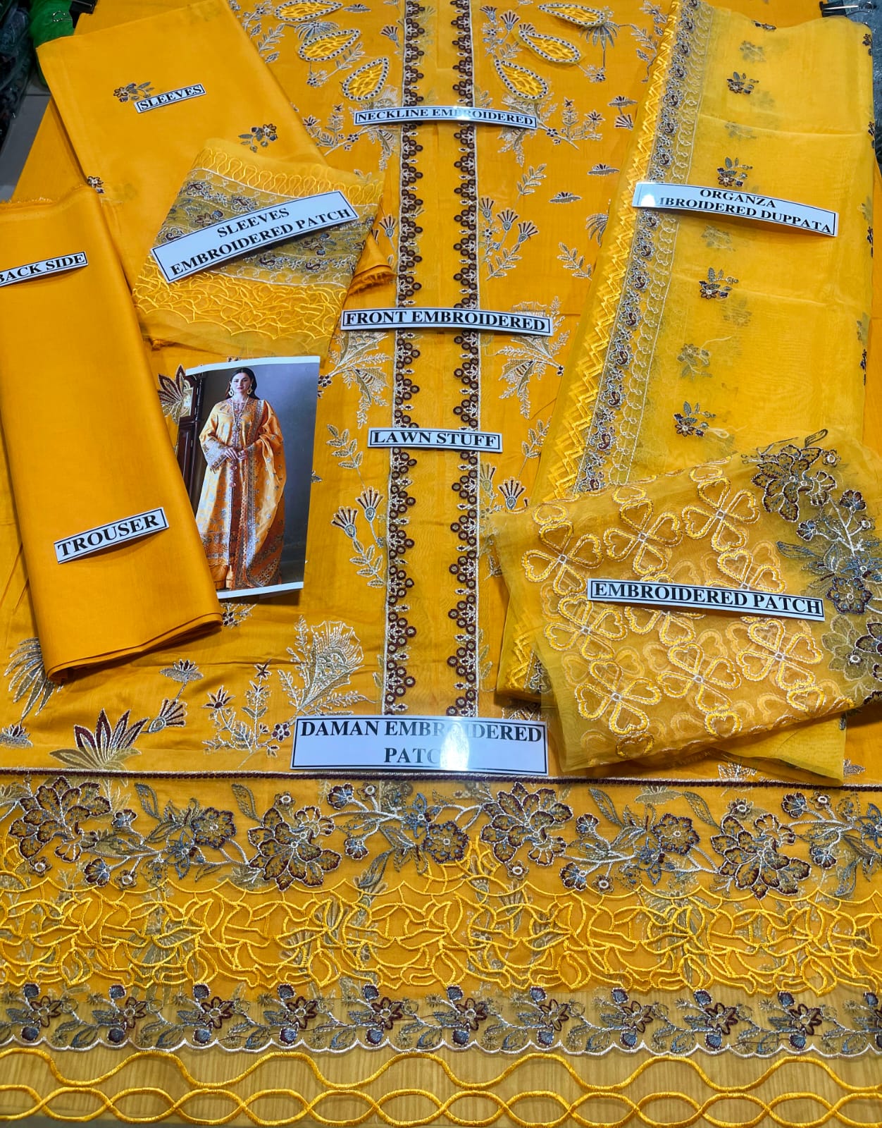 Brand : Qalamkar Lawn Unstiched Full Embroidery 3 Piece With Chiffon Embroidery Duppata For Women Party Wear