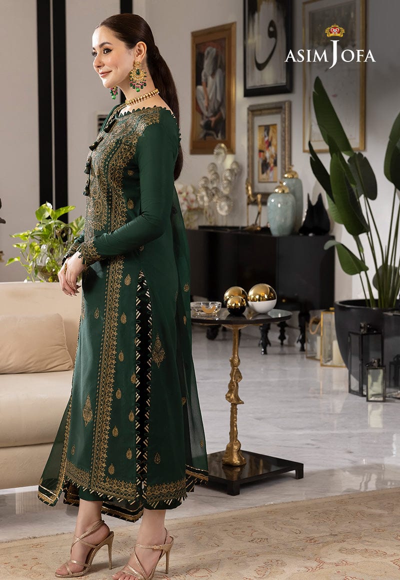 Asim Jofa Chiffon 3 Piece Full Embroiderd Suit With Chiffon Emb Duppata