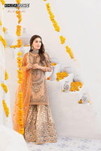net masoori embroidered Gharara Unstiched 3 Piece For Wedding Season Bridal & Queen