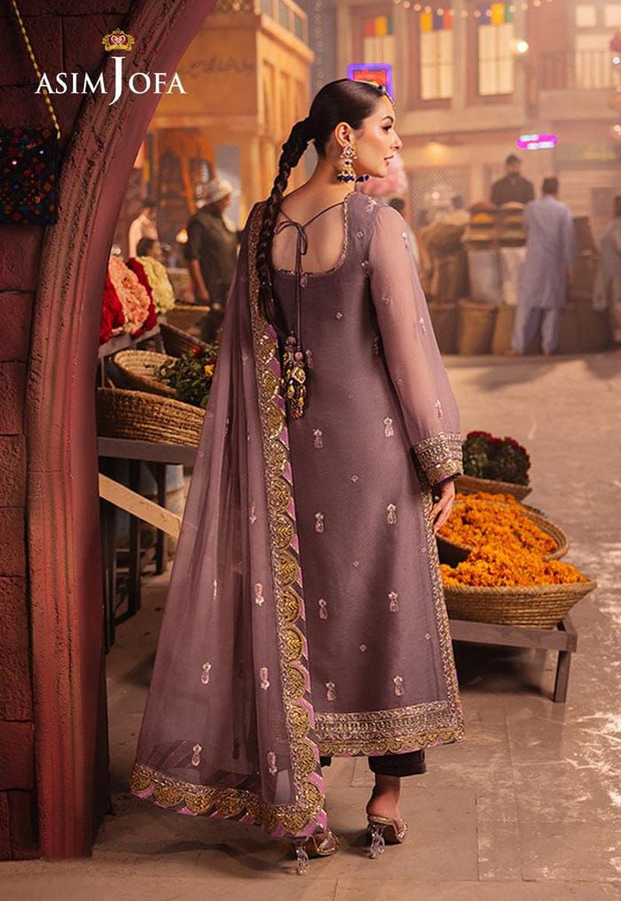 Asim Jofa Chiffon Full Heavy  Embroidered 3 Piece With Chiffon Embroidery Duppata For Women Party Wear Suit