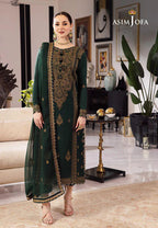 Asim Jofa Chiffon 3 Piece Full Embroiderd Suit With Chiffon Emb Duppata