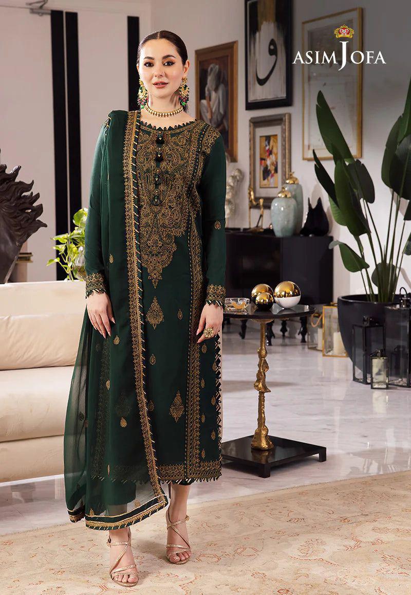 Asim Jofa Chiffon 3 Piece Full Embroiderd Suit With Chiffon Emb Duppata