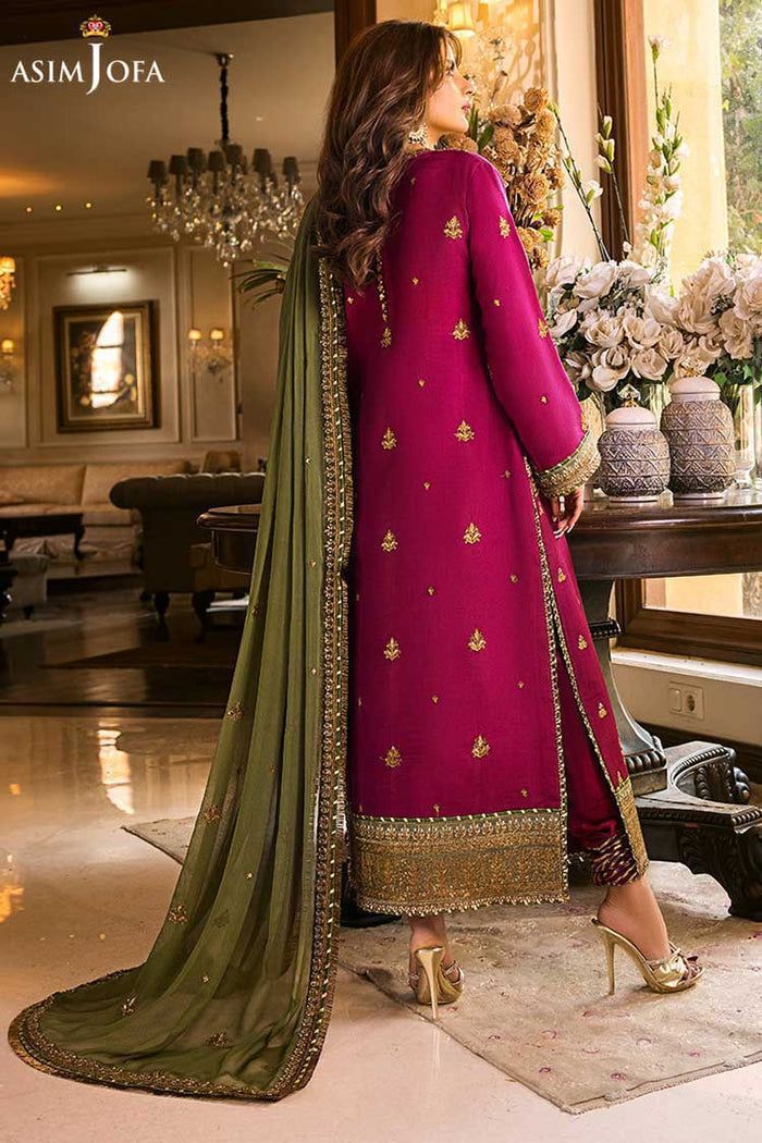 Brand: Asim Jofa Chiffon Full Embroiderd 3 Piece Unstiched Suit With Chiffon Ready to Wear Duppata