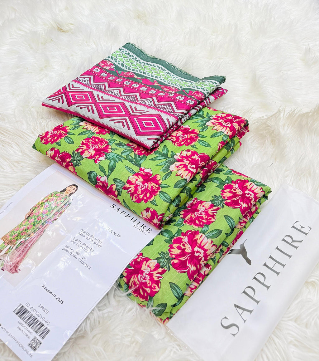 Sapphire Lawn 3 Piece Unstiched  With Digital Printed Duppata