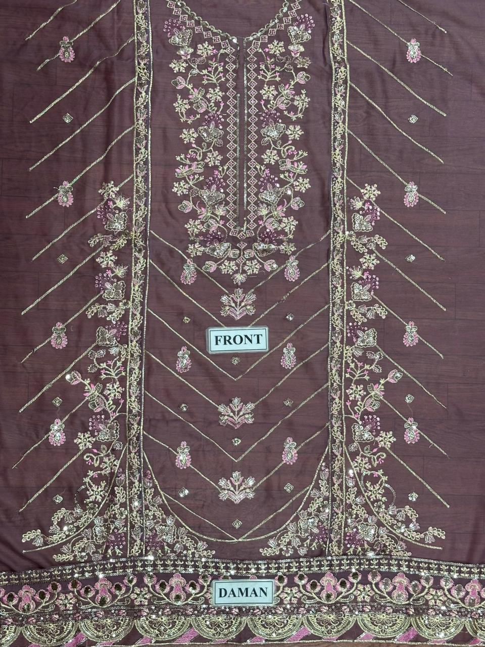 Asim Jofa Chiffon Full Heavy  Embroidered 3 Piece With Chiffon Embroidery Duppata For Women Party Wear Suit