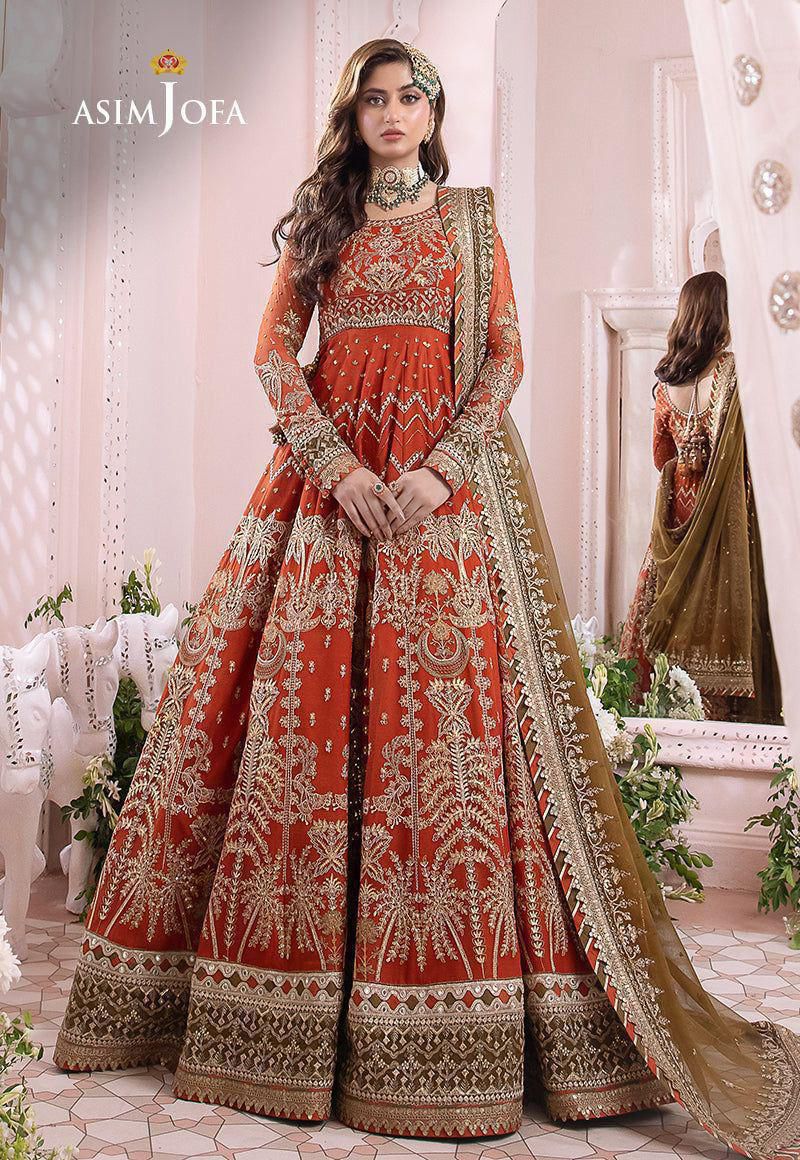 ASIM JOFA Chiffon Embroided Frock Luxury Unstiched 3 Piece For Women Party Wear
