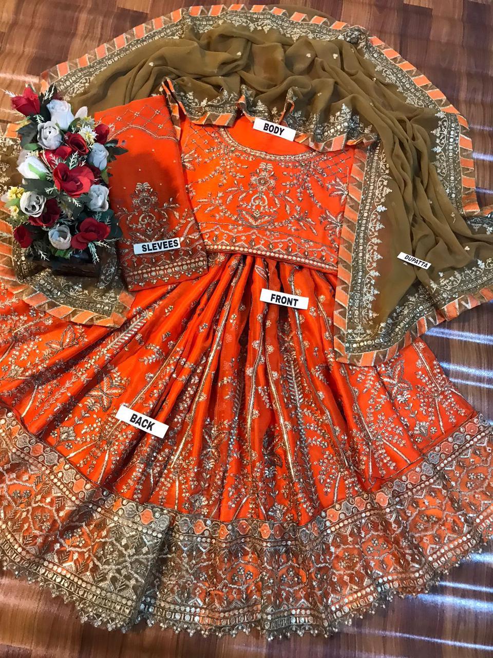 ASIM JOFA Chiffon Embroided Frock Luxury Unstiched 3 Piece For Women Party Wear