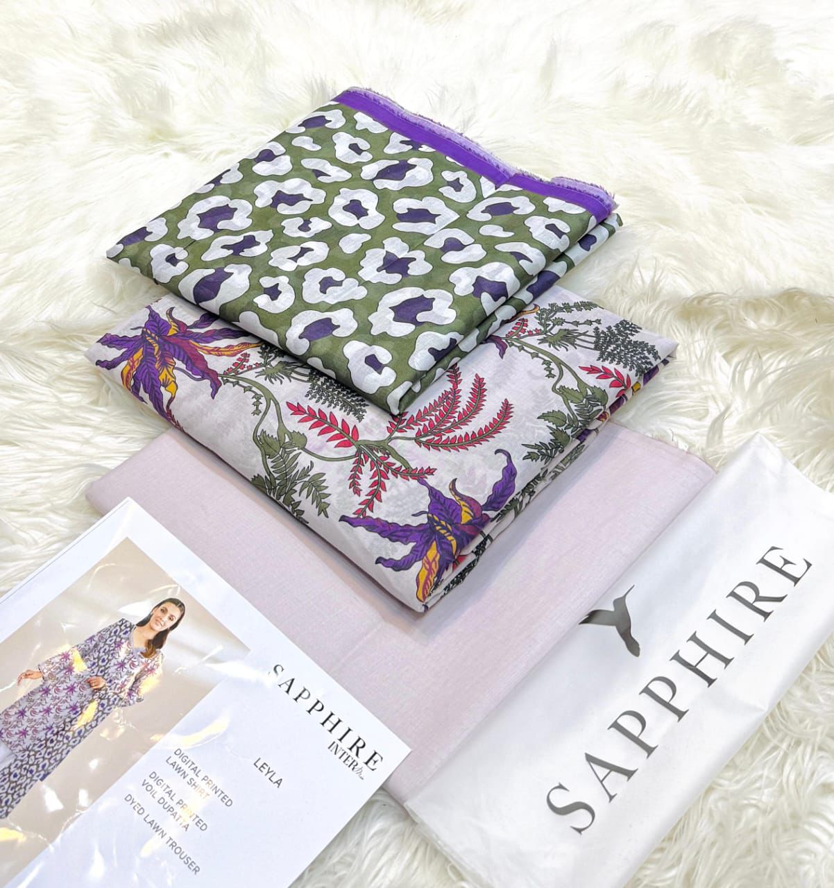 Sapphire Lawn 3 Piece Unstiched  With Digital Printed Duppata