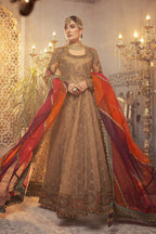 Maria B : Organza & Silk Frock 3 Piece Unstiched Full Embroidery With Sleeves Cutwork With Organza Duppata For Women Party Wear