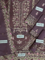 Asim Jofa Chiffon Full Heavy  Embroidered 3 Piece With Chiffon Embroidery Duppata For Women Party Wear Suit