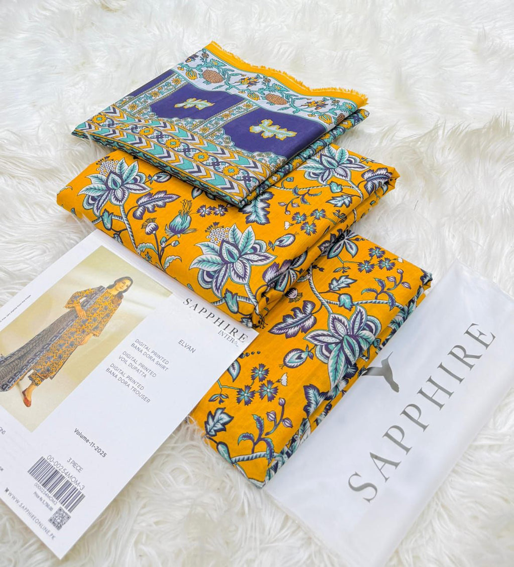 Sapphire Lawn 3 Piece Unstiched  With Digital Printed Duppata