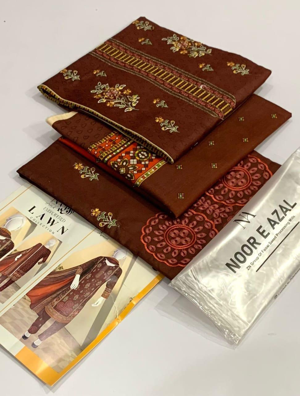 Lawn Printed Suit 3 Piece Unstiched With Lawn Printed Duppata For Summer Season For Women