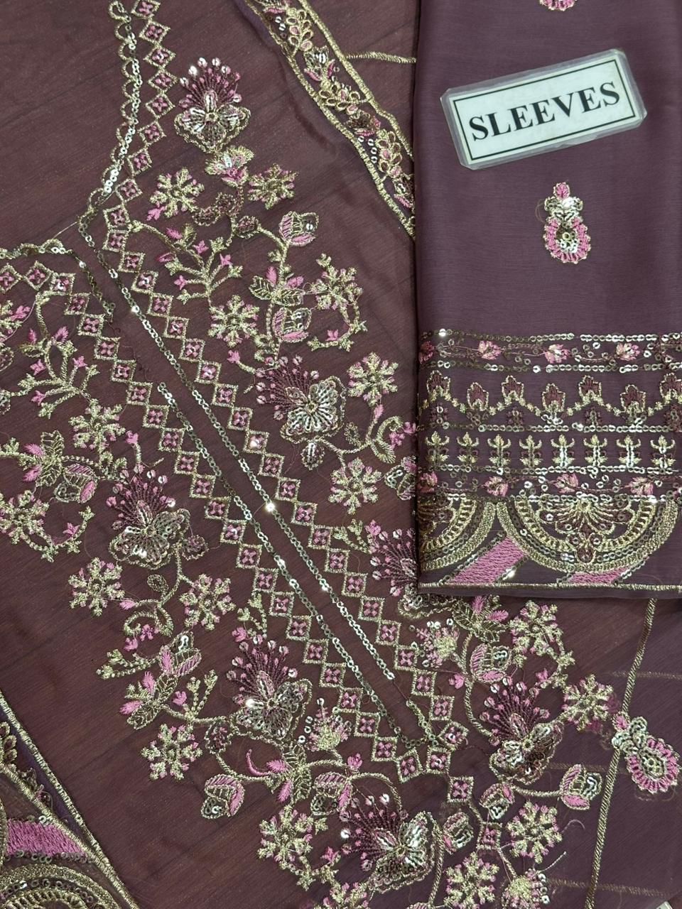 Asim Jofa Chiffon Full Heavy  Embroidered 3 Piece With Chiffon Embroidery Duppata For Women Party Wear Suit
