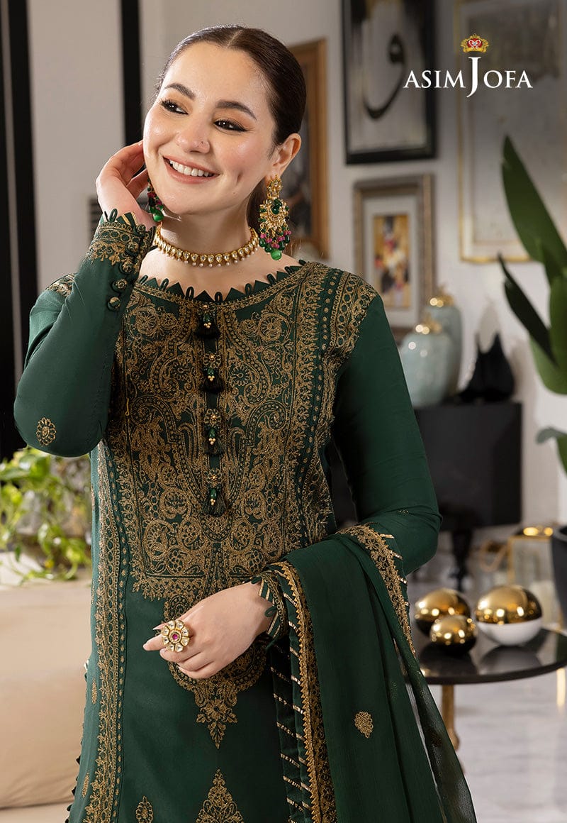 Asim Jofa Chiffon 3 Piece Full Embroiderd Suit With Chiffon Emb Duppata