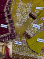 Brand : Asim Jofa Chiffon Full Embroidery Suit 3 Piece Unstiched For Women Summer Season