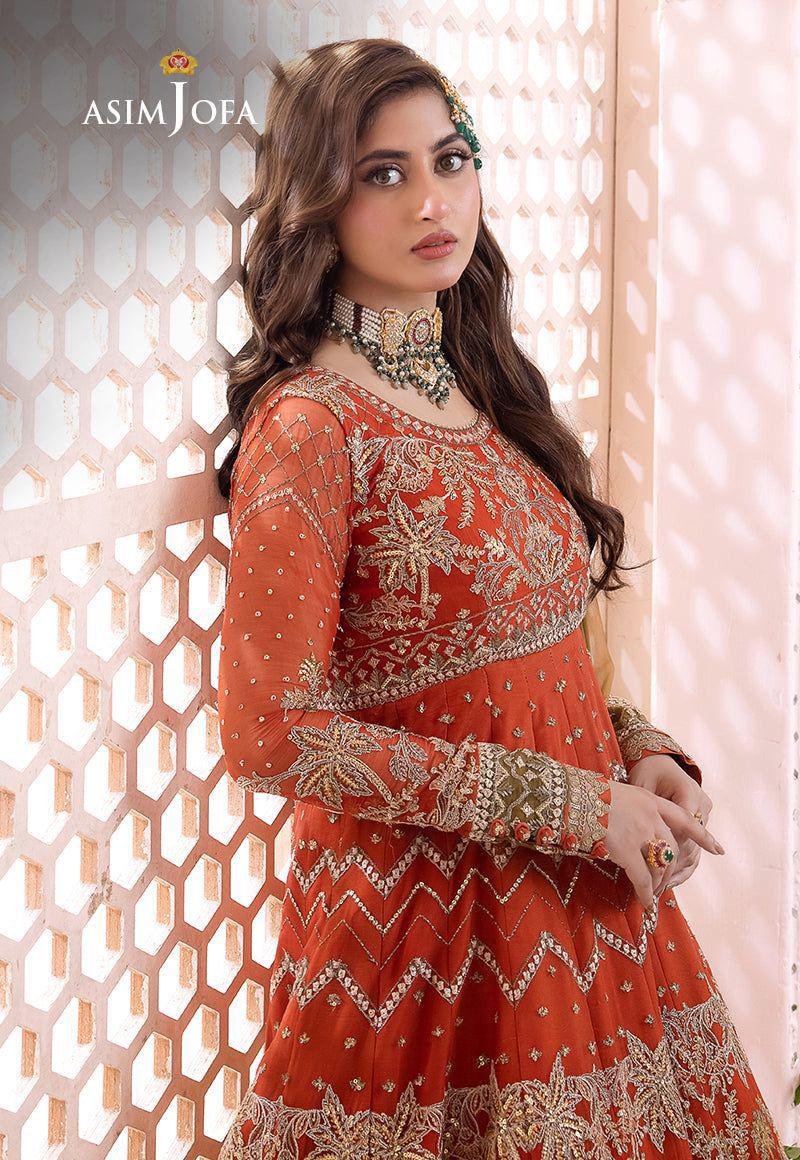 ASIM JOFA Chiffon Embroided Frock Luxury Unstiched 3 Piece For Women Party Wear