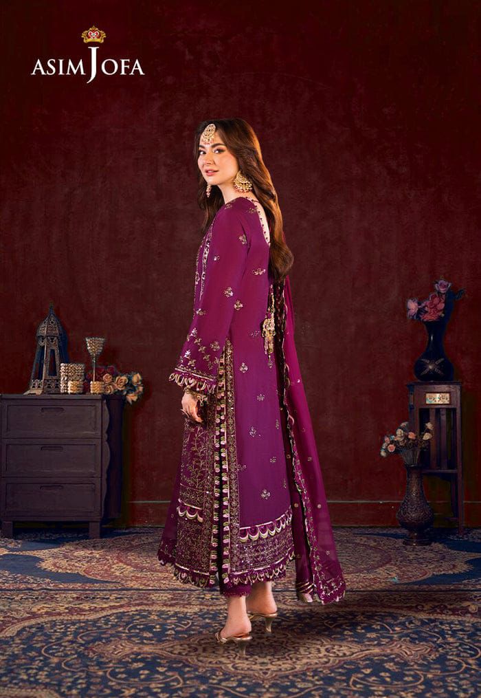 Asim Jofa Chiffon Full Embroidery 3 Piece Unstiched Suit For Women Party Wear