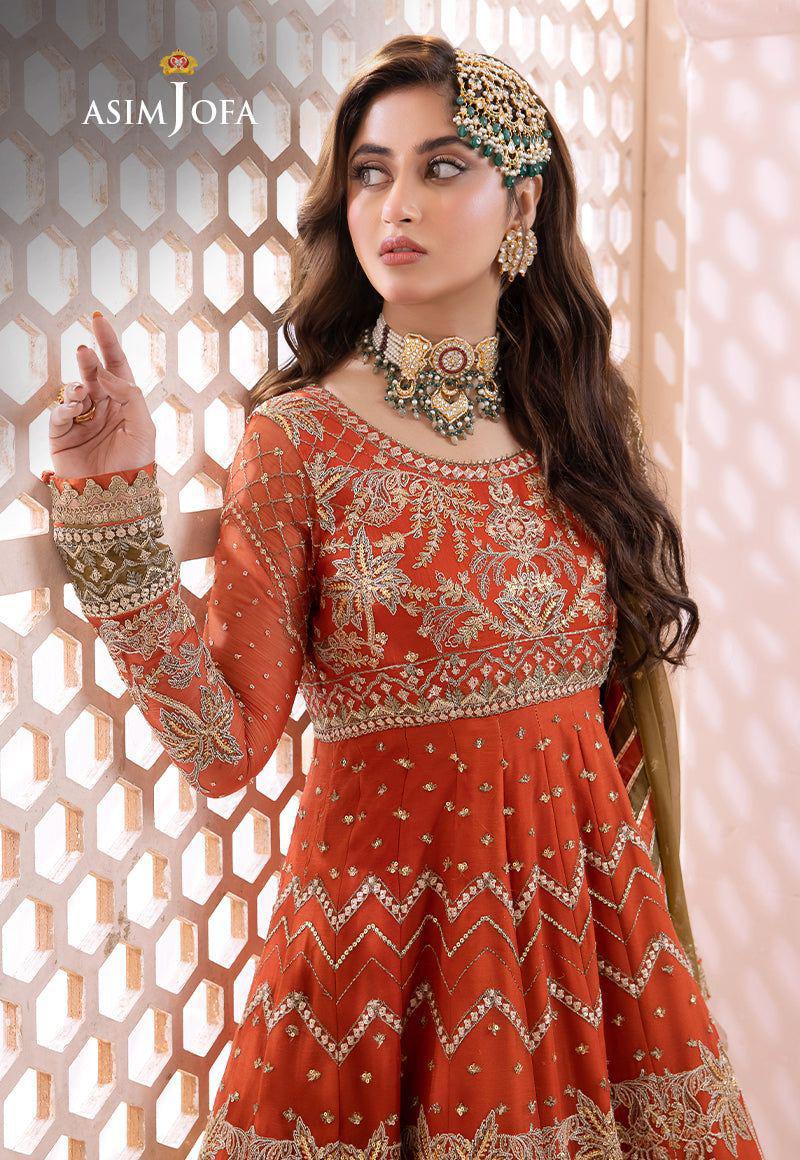 ASIM JOFA Chiffon Embroided Frock Luxury Unstiched 3 Piece For Women Party Wear