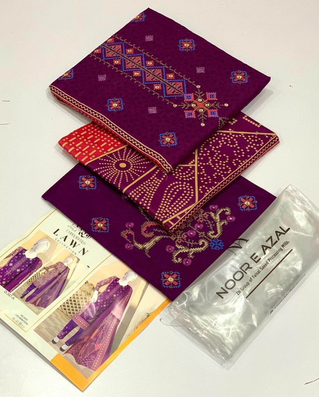 Lawn Printed Suit 3 Piece Unstiched With Lawn Printed Duppata For Summer Season For Women
