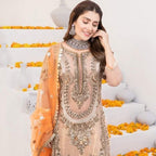 net masoori embroidered Gharara Unstiched 3 Piece For Wedding Season Bridal & Queen