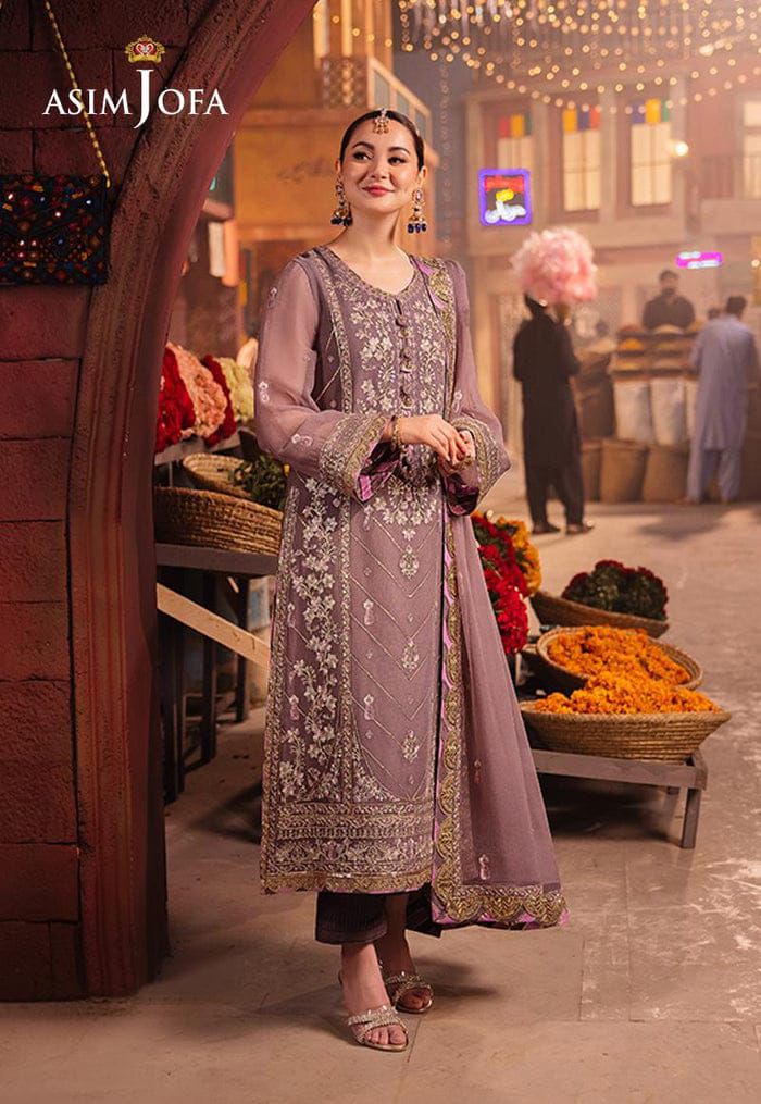 Asim Jofa Chiffon Full Heavy  Embroidered 3 Piece With Chiffon Embroidery Duppata For Women Party Wear Suit