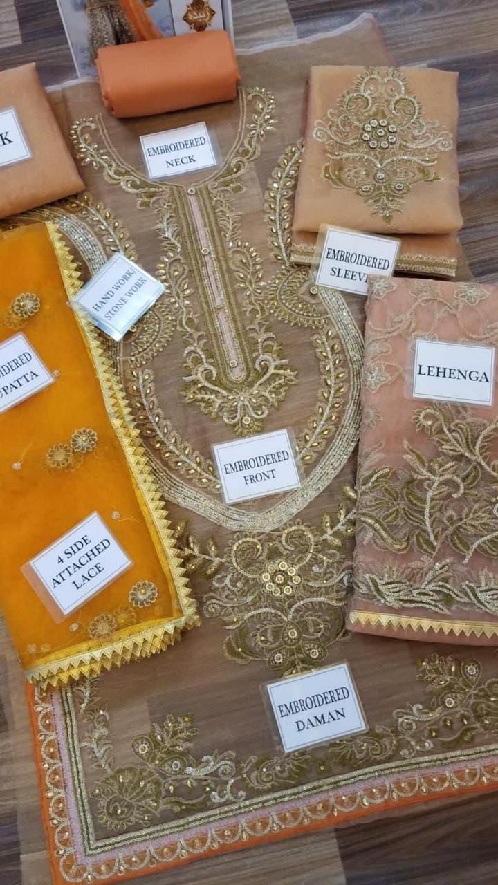 net masoori embroidered Gharara Unstiched 3 Piece For Wedding Season Bridal & Queen