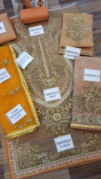 net masoori embroidered Gharara Unstiched 3 Piece For Wedding Season Bridal & Queen